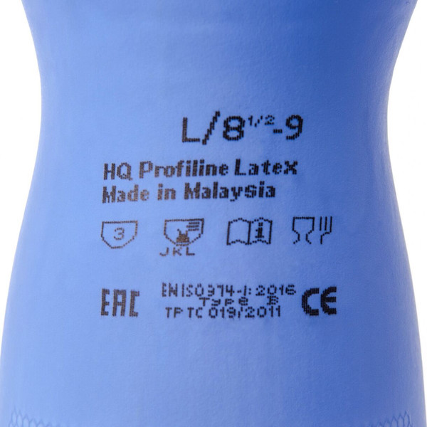 Изображение товара Перчатки хозяйственные HQ Profiline Латексные многоразовые / 74735 (L, синий)