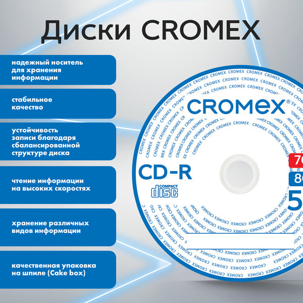 Изображение товара Набор дисков CD-R Cromex 700Mb 52x / 513776 (25шт)
