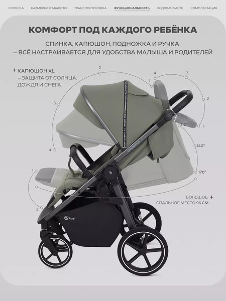 Изображение товара Детская прогулочная коляска Rant Caspia soft / RA100 (Olive)