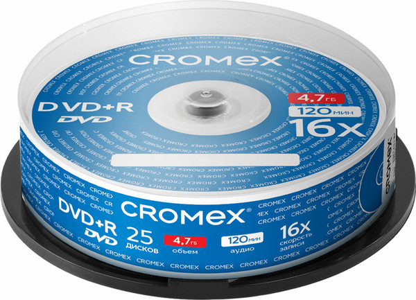 Изображение товара Набор дисков DVD+R Cromex 4.7Gb 16x / 513777 (25шт)