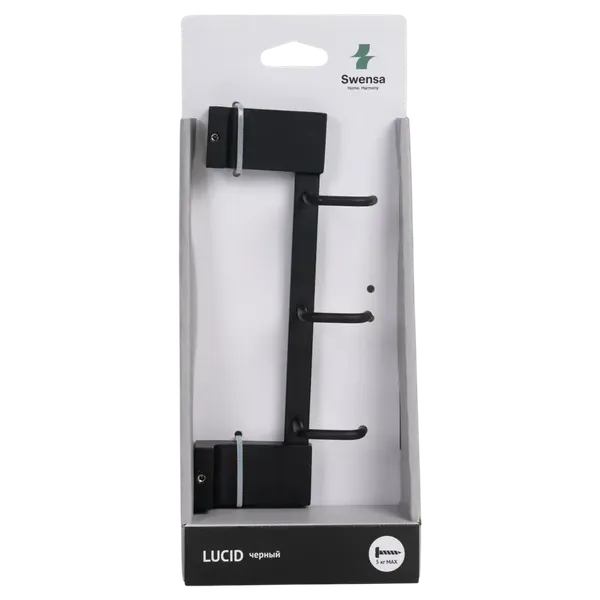 Изображение товара Планка для крючков SWENSA Lucid SWR-5400-10-BLK (черный)