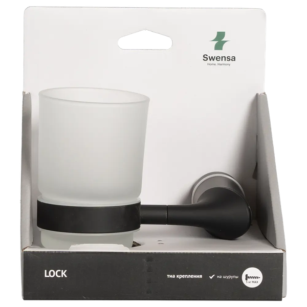 Изображение товара Стакан для зубной щетки и пасты SWENSA Lock SWR-6600-03-BLK (черный)