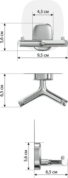 Изображение товара Крючок для ванной LEMER Nature двойной на силиконовом креплении LEM-N05CR (хром)