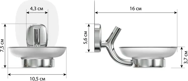 Изображение товара Мыльница LEMER Nature на силиконовом креплении LEM-N06CR (хром)