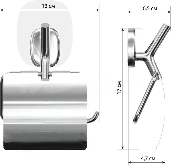 Изображение товара Держатель для туалетной бумаги LEMER Nature с крышкой на силиконовом креплении LEM-N09CR (хром)