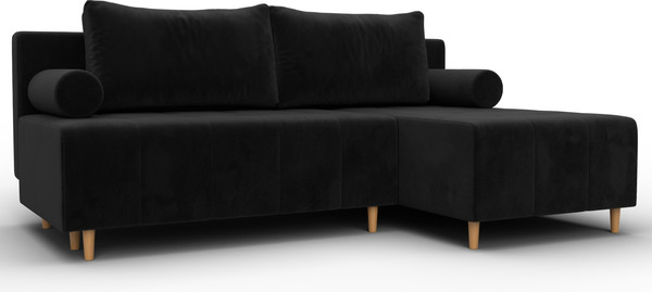 Изображение товара Диван угловой Лига Диванов Лига-102 универсальный / 134794 (велюр Seven 35 черный)