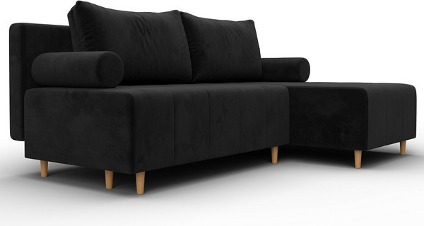 Изображение товара Диван угловой Лига Диванов Лига-102 универсальный / 134794 (велюр Seven 35 черный)