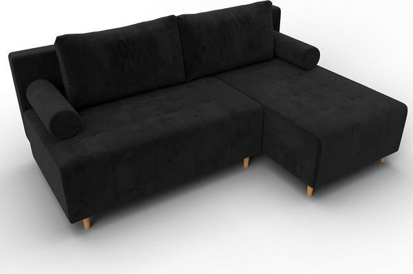 Изображение товара Диван угловой Лига Диванов Лига-102 универсальный / 134794 (велюр Seven 35 черный)