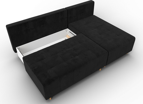 Изображение товара Диван угловой Лига Диванов Лига-102 универсальный / 134794 (велюр Seven 35 черный)