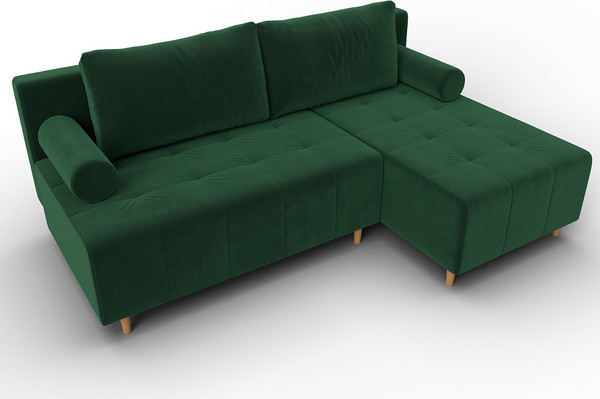 Изображение товара Диван угловой Лига Диванов Лига-102 универсальный / 134791 (велюр Seven 626 зеленый)
