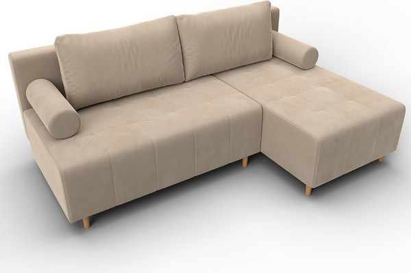 Изображение товара Диван угловой Лига Диванов Лига-102 универсальный / 134789 (велюр Seven 729 бежевый)
