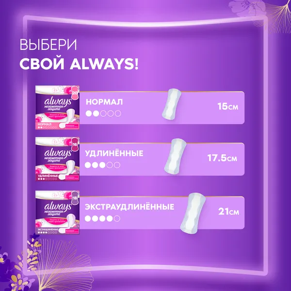 Изображение товара Прокладки ежедневные Always Незаметная защита экстраудлиненные (18шт)