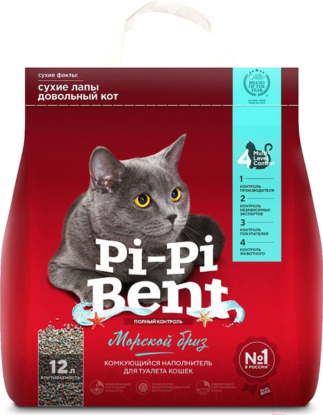 Изображение товара Наполнитель для туалета Pi-Pi-Bent Морской бриз (12л/5кг)