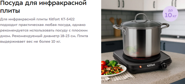 Изображение товара Электрическая настольная плита Kitfort КТ-5422