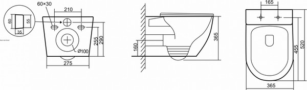 Изображение товара Унитаз подвесной с инсталляцией Triton Pro Verso VO-1832 + Pro EVO815N + Pro Evo (с кнопкой, черный, матовый)