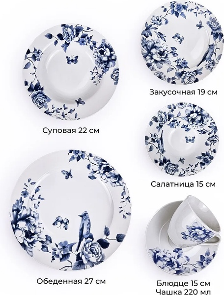 Изображение товара Набор столовой посуды Montserrat Фарфоровый (36шт)