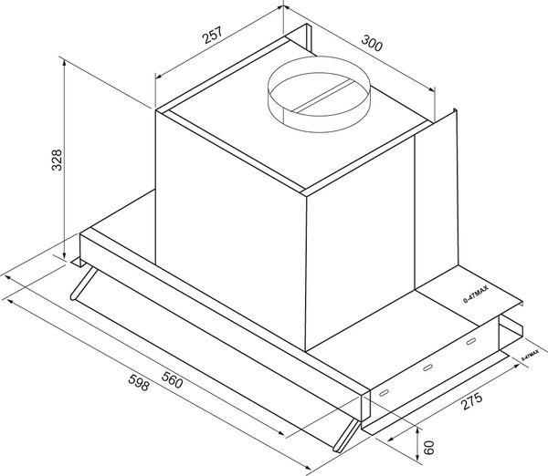 Изображение товара Вытяжка скрытая Krona Isida 600 black SGC / КА-00009813