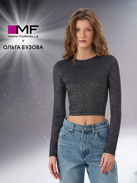 Изображение товара Лонгслив Mark Formelle 122901 (р.164/170-96-102, черный с люрексом серебро)
