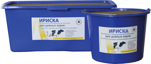 Изображение товара Кормовая добавка для сельскохозяйственных животных Алникор Лизунец минерально-витаминный для дойных коров Ириска (25кг)