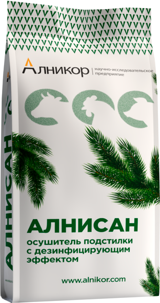 Изображение товара Осушитель подстилки Алникор Алнисан с дезинфектантом (5кг)
