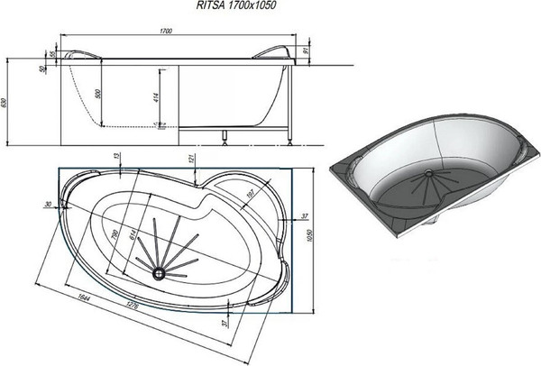 Изображение товара Ванна акриловая Alex Baitler Ritsa R 170x105