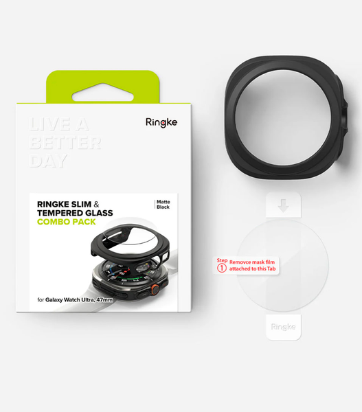 Изображение товара Защитный чехол для умных часов Ringke Slim+Glass для Galaxy Watch Ultra 47мм 2024/2025 (Matte Black)