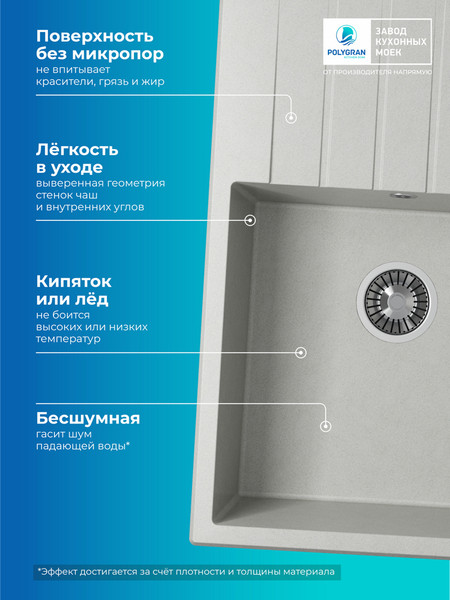 Изображение товара Мойка кухонная Polygran Deka 780 (серый)