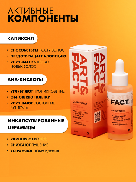 Изображение товара Сыворотка для волос Art&Fact AHA Complex 2% + Capixyl 1% Мультипептидная (50мл)