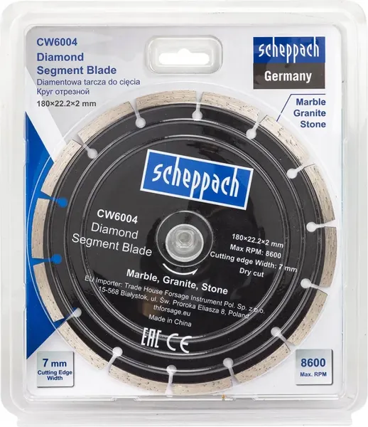 Изображение товара Отрезной диск алмазный Scheppach Sch-CW6004 (62952)