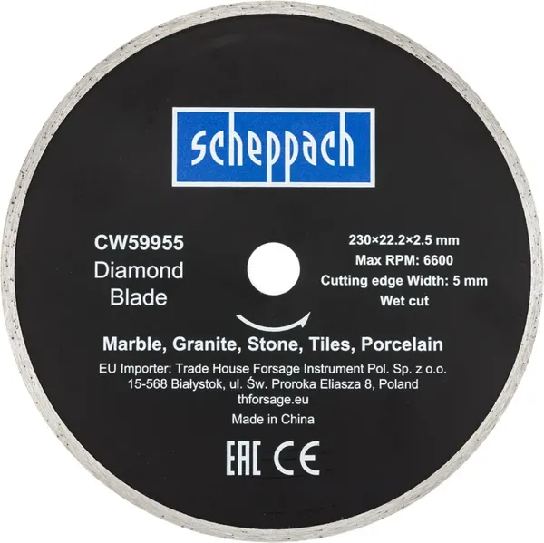 Изображение товара Отрезной диск алмазный Scheppach Sch-CW59955 (62955)