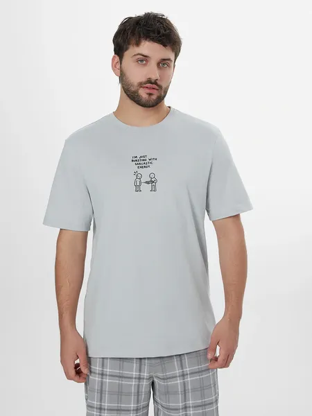 Изображение товара Комплект домашней одежды Mark Formelle 591044 (р.92-82-182/188, светло-серый/светло-серая клетка)