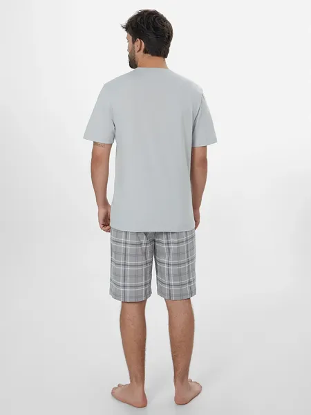 Изображение товара Комплект домашней одежды Mark Formelle 591044 (р.92-82-182/188, светло-серый/светло-серая клетка)