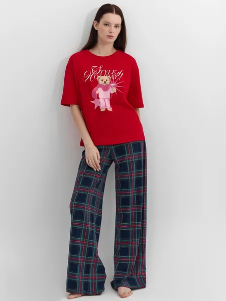 Изображение товара Пижама Mark Formelle 592592 (р.164/170-100-106, красный/клетка на темно-синем)