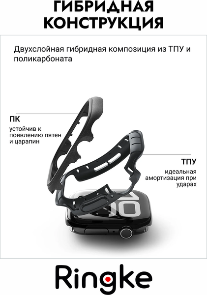 Изображение товара Защитный чехол для умных часов Ringke Onyx Для Apple Watch 11/10 46мм (черный)