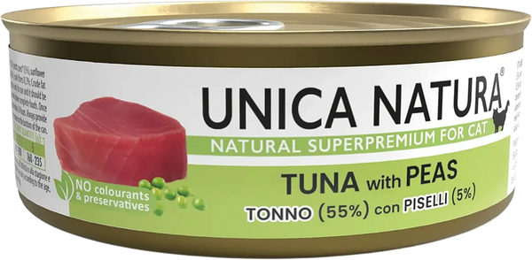 Влажный корм для кошек Unica Natura тунец с горошком (70г) — фото 3