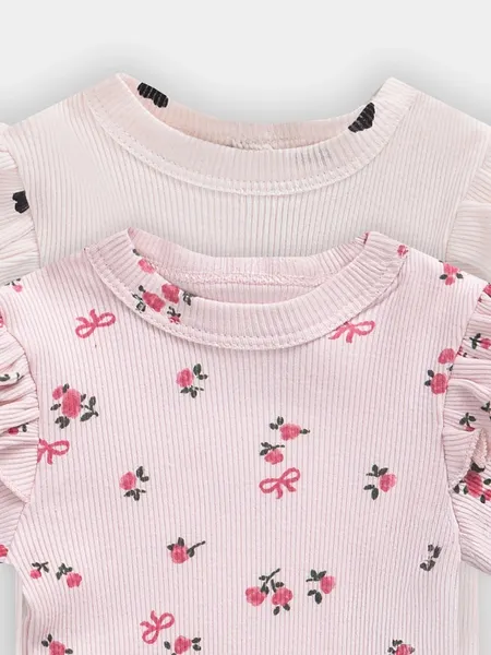 Изображение товара Набор боди для малышей Mark Formelle 13017-2 (р.62-40, сердца на светло-розовом/цветочки на розовом)