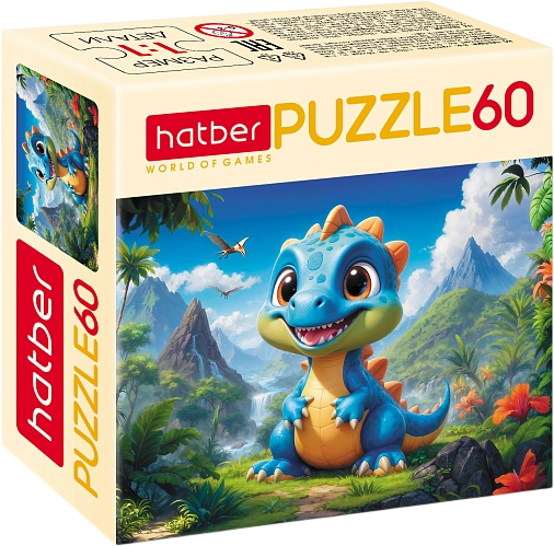 Изображение товара Пазл Hatber Веселый Дино / 60ПЗ5_34461 (60эл)