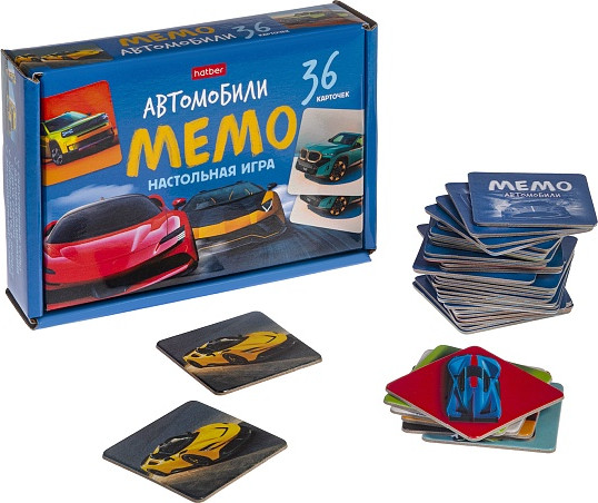 Изображение товара Настольная игра Hatber Мемо Автомобили / 36ИнМ_35002