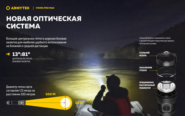 Изображение товара Фонарь Armytek Viking Pro Max Magnet USB Warm / F08301W (теплый)