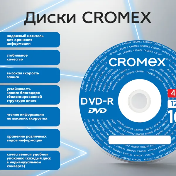 Изображение товара Диск DVD-R Cromex 4.7Gb 16x / 513798