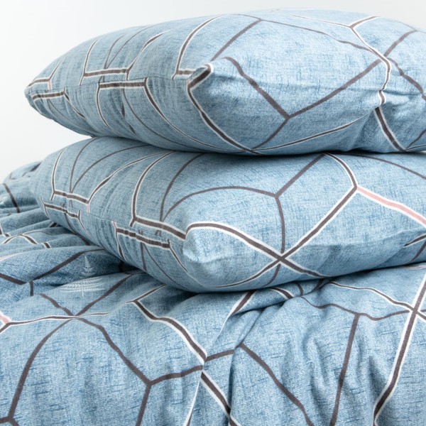 Изображение товара Комплект постельного белья Samsara Гео синий 1.5cп Ф150-3/5070 (хлопок, фланель)