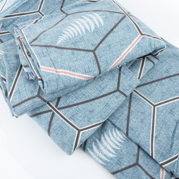 Изображение товара Комплект постельного белья Samsara Гео синий Евро Ф220-3/7070 (хлопок, фланель)