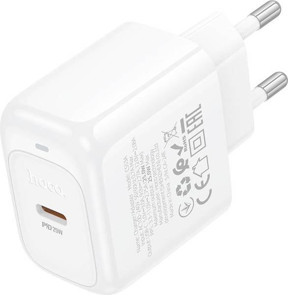 Изображение товара Адаптер питания сетевой Hoco CS53A Surplus 25W 3A (PD) USB Type-C / 31488 (белый)