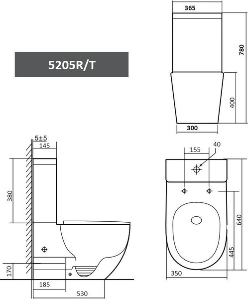 Изображение товара Унитаз напольный Grado GD-5205T Моно (с сиденьем)
