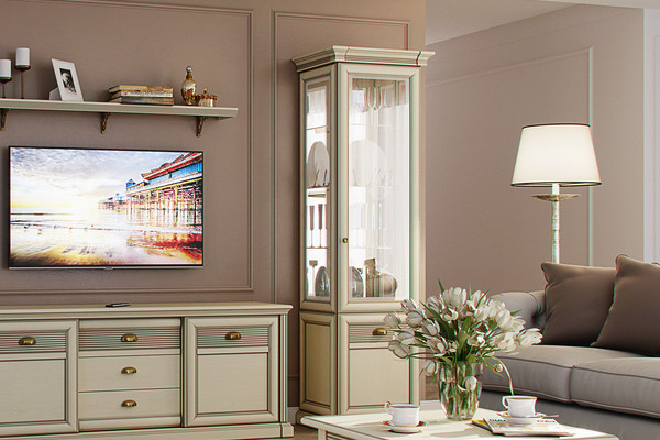 Изображение товара Шкаф с витриной Ангстрем Изотта гостиная ИТ-224.29 исп.29 (валенсия)