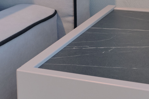 Изображение товара Прикроватная тумба Ангстрем Милагро спальня МИ-300.10 (Д1, кашемир серый/камень пьетра/черный графит)