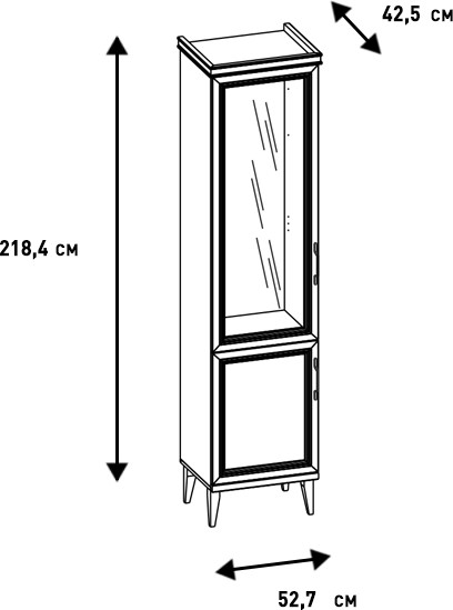 Изображение товара Шкаф с витриной Ангстрем Орландо гостиная ОР-225.60 исп.6 (серый уголь)
