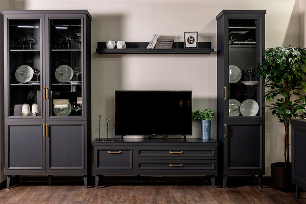 Изображение товара Шкаф с витриной Ангстрем Орландо гостиная ОР-225.60 исп.6 (серый уголь)