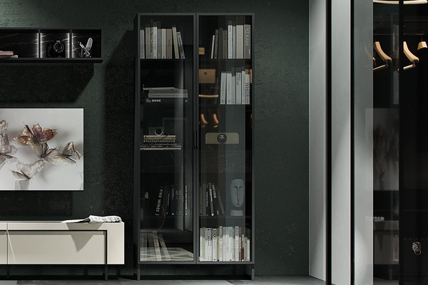 Изображение товара Шкаф Ангстрем Милагро гостиная МИ-205.04 ((Н), камень пьетра/черный графит/черный)