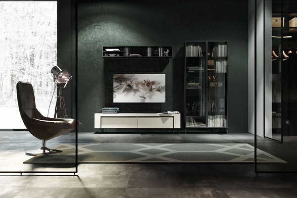 Изображение товара Шкаф Ангстрем Милагро гостиная МИ-205.04 ((Н), камень пьетра/черный графит/черный)